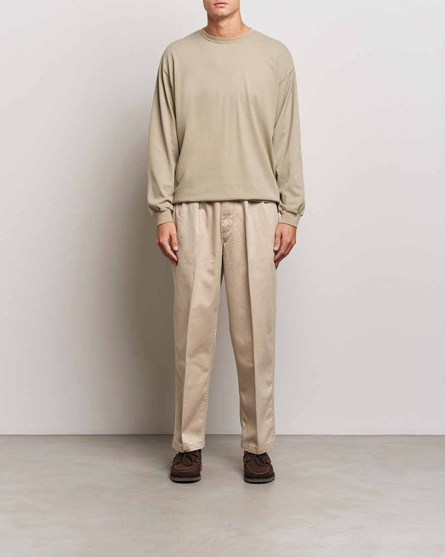 Homme | T-shirts | orSlow | Relax Fit Long Sleeve T-Shirt Olive Drab