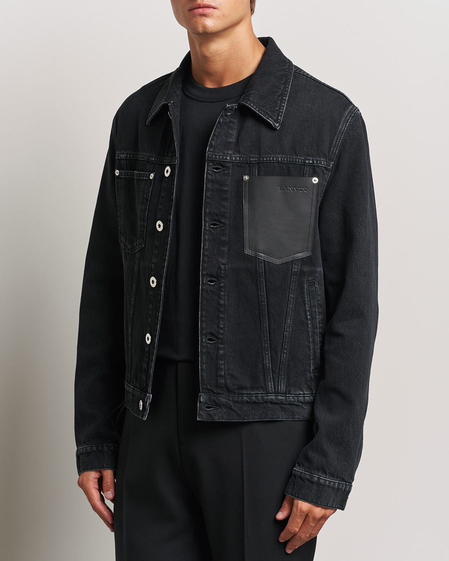 Homme | Manteaux Et Vestes | Lanvin | Leather Pocket Denim Jacket Black