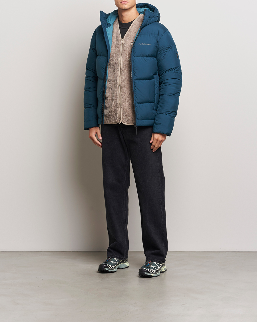 Homme | Manteaux Et Vestes | Peak Performance | Rivel Down Hooded Jacket Ininity Teel
