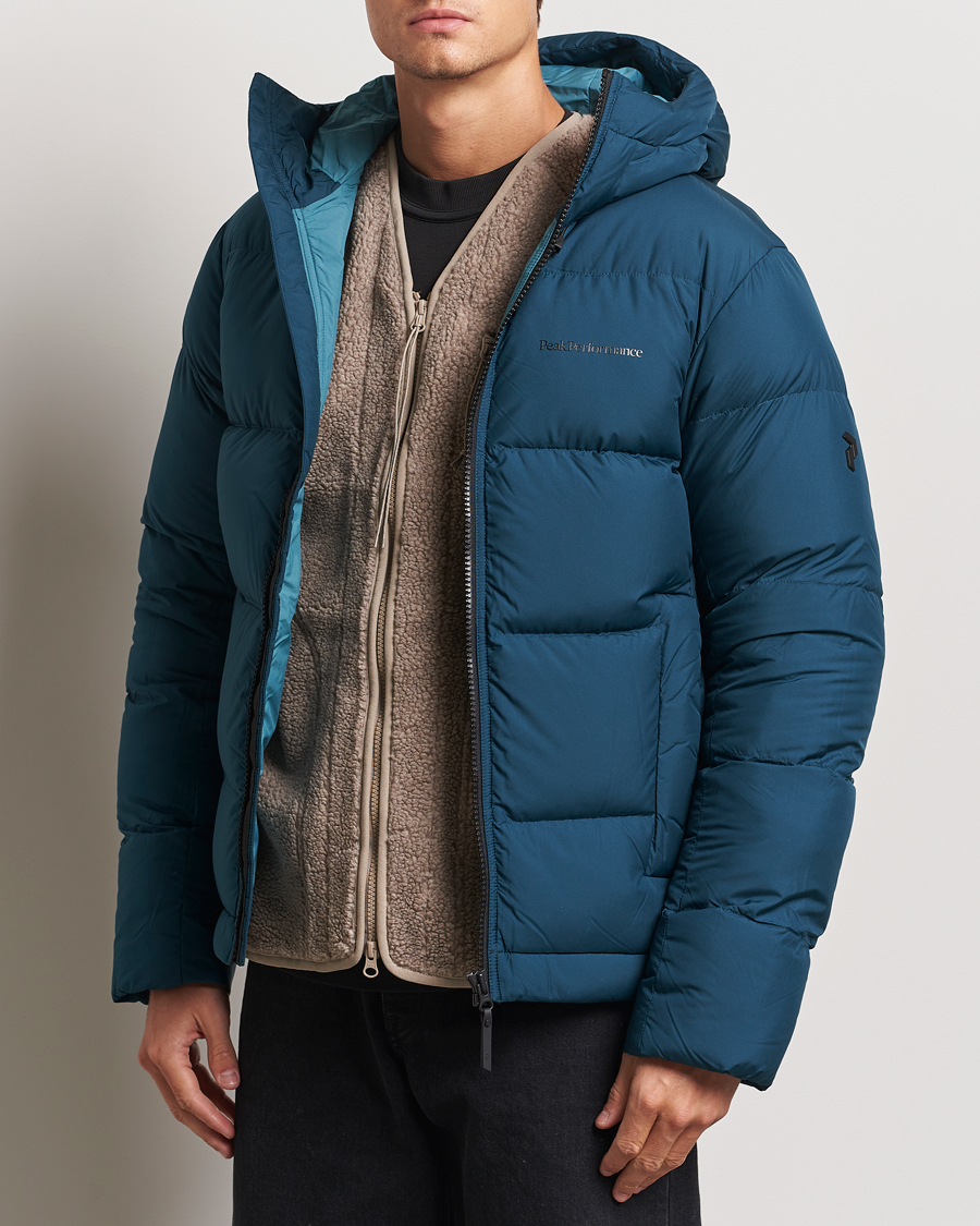 Homme | Manteaux Et Vestes | Peak Performance | Rivel Down Hooded Jacket Ininity Teel