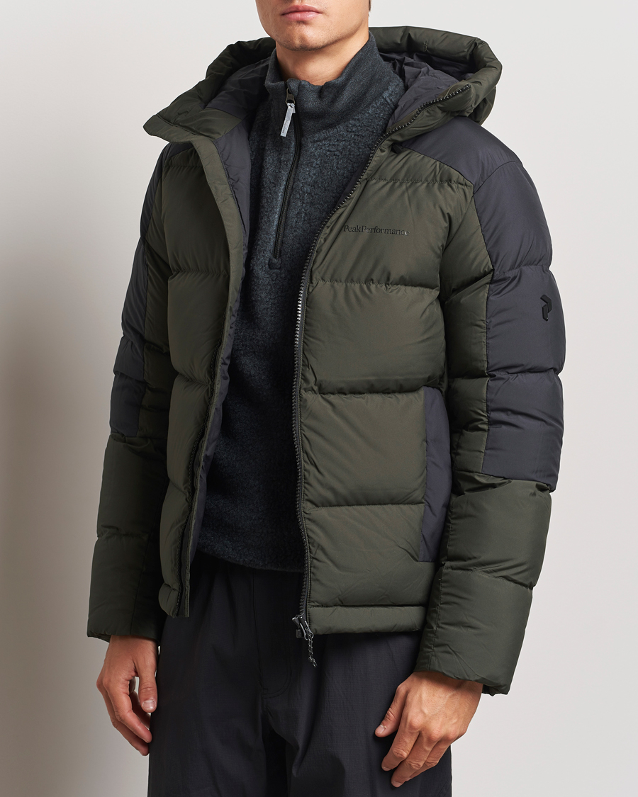 Homme | Manteaux Et Vestes | Peak Performance | Down Puffer Hood Jacket Olive Extreme