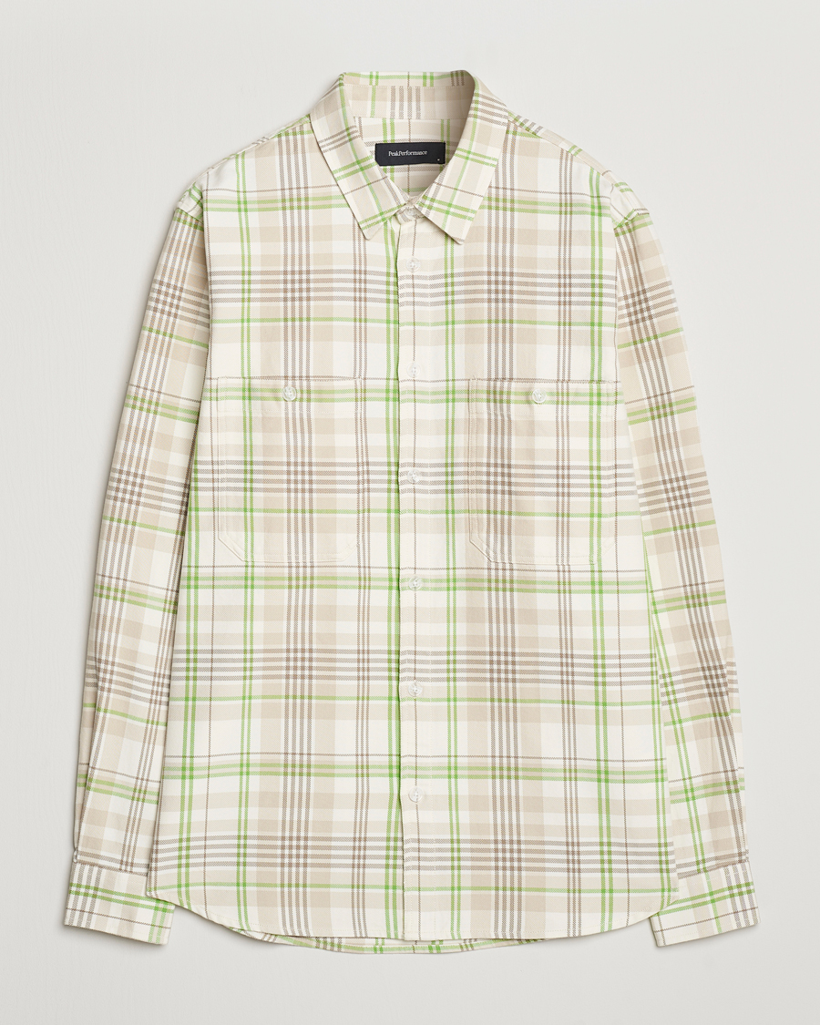 Homme | Chemises | Peak Performance | Heavy Flannel Cotton Shirt Checked Beige