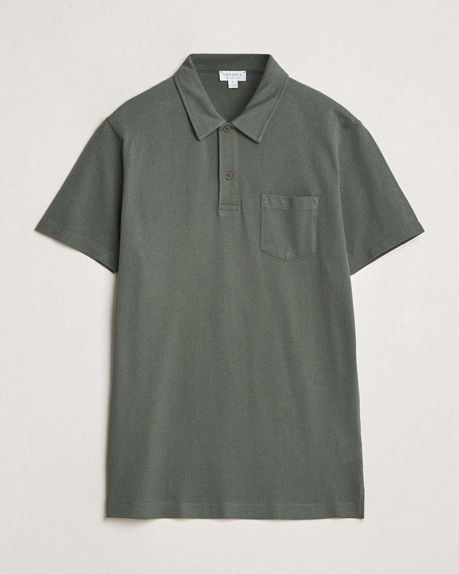 Homme | Polos | Sunspel | Riviera Polo Shirt Drill Green