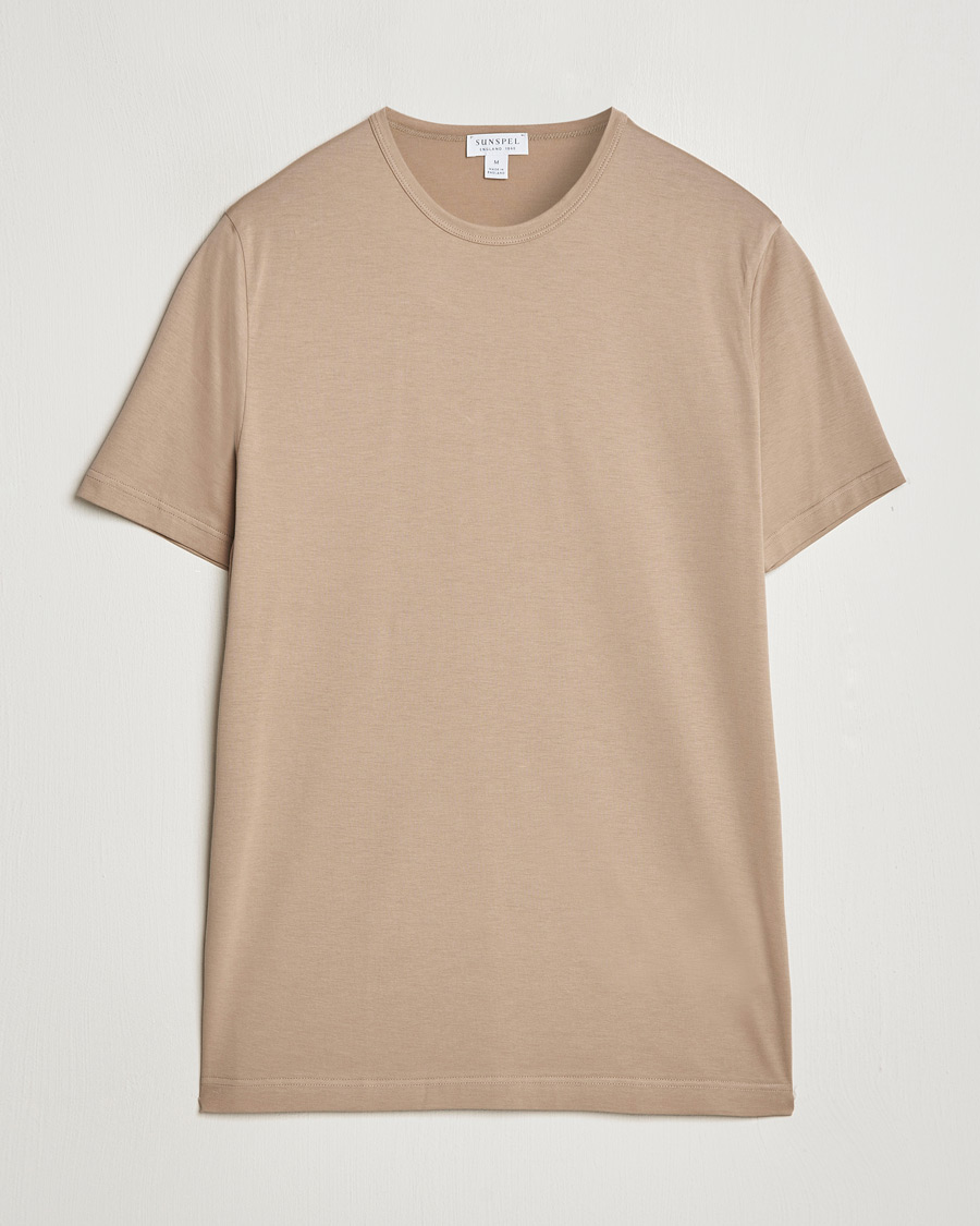 Homme | T-shirts | Sunspel | Crew Neck Q82 Cotton T-Shirt Sandstone