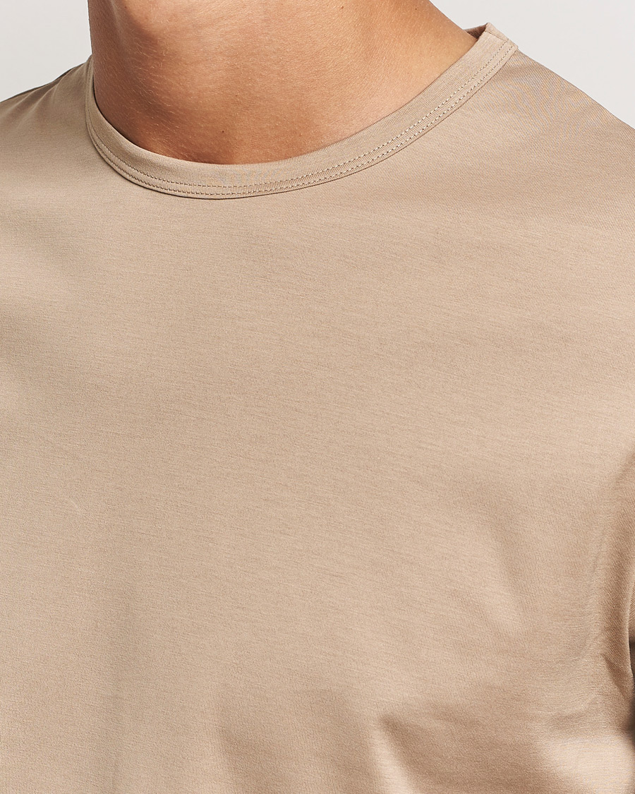 Homme | T-shirts | Sunspel | Crew Neck Q82 Cotton T-Shirt Sandstone