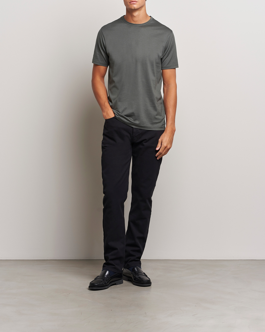 Homme | T-shirts | Sunspel | Crew Neck Q82 Cotton T-Shirt Drill Green