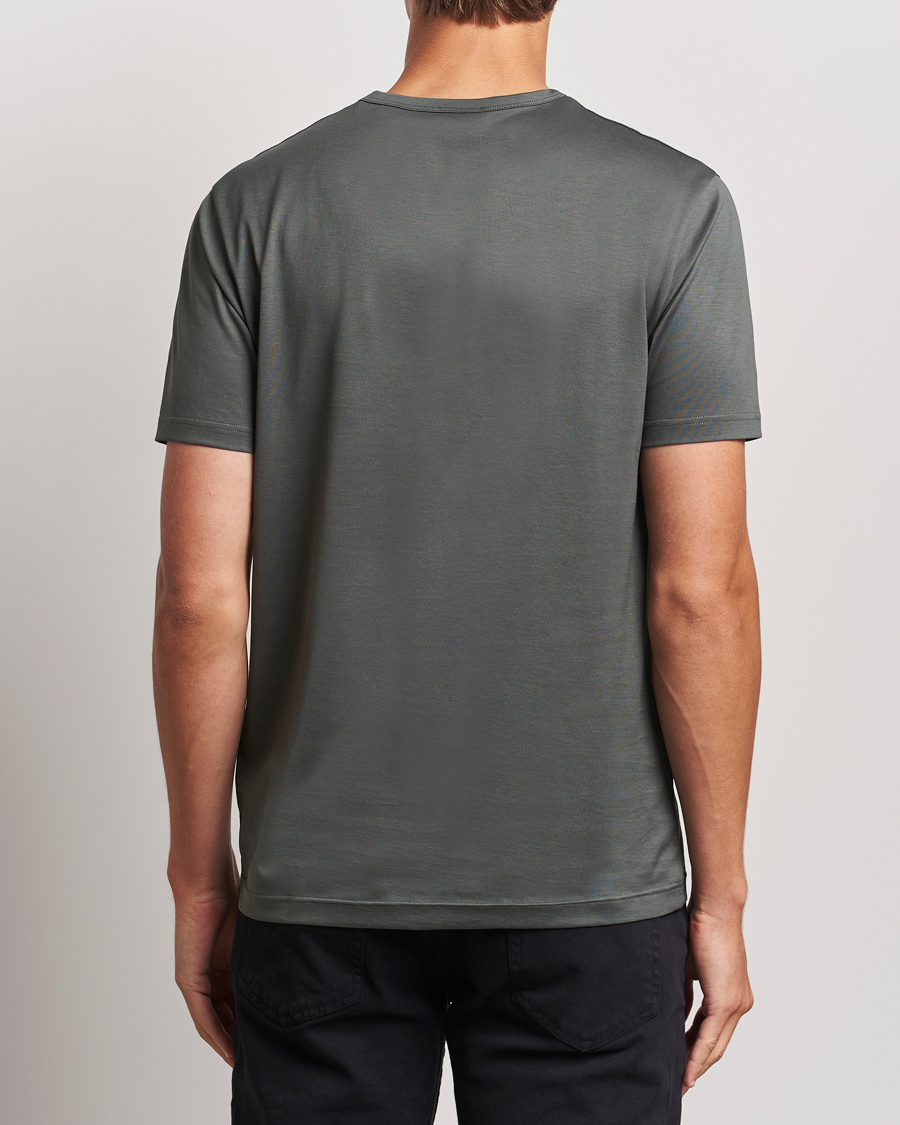 Homme | T-shirts | Sunspel | Crew Neck Q82 Cotton T-Shirt Drill Green