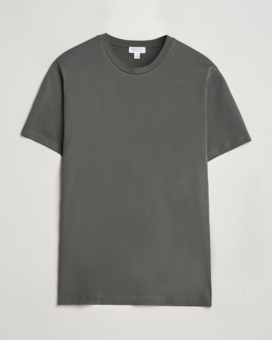 Homme | T-shirts | Sunspel | Riviera Midweight T-Shirt Drill Green