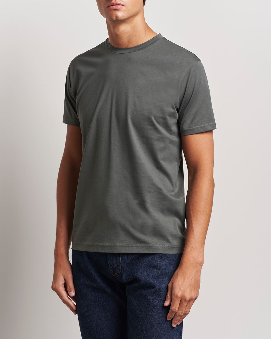 Homme | T-shirts | Sunspel | Riviera Midweight T-Shirt Drill Green