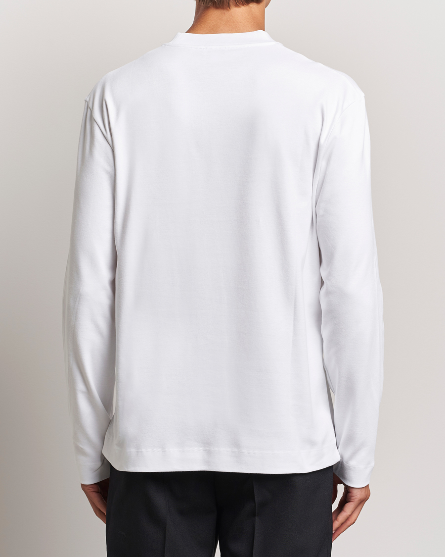 Homme | T-shirts | Sunspel | Heavy Weight Supima Cotton Long Sleeve T-Shirt White