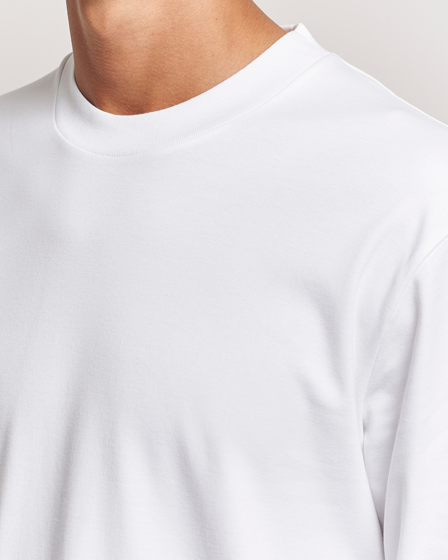 Homme | T-shirts | Sunspel | Heavy Weight Supima Cotton Long Sleeve T-Shirt White