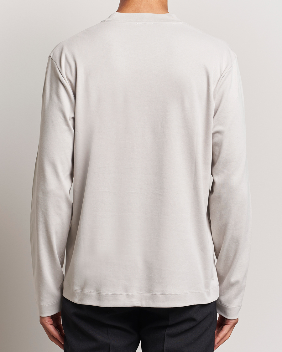 Homme | T-shirts | Sunspel | Heavyweight Mock Neck Long Sleeve T-Shirt Putty
