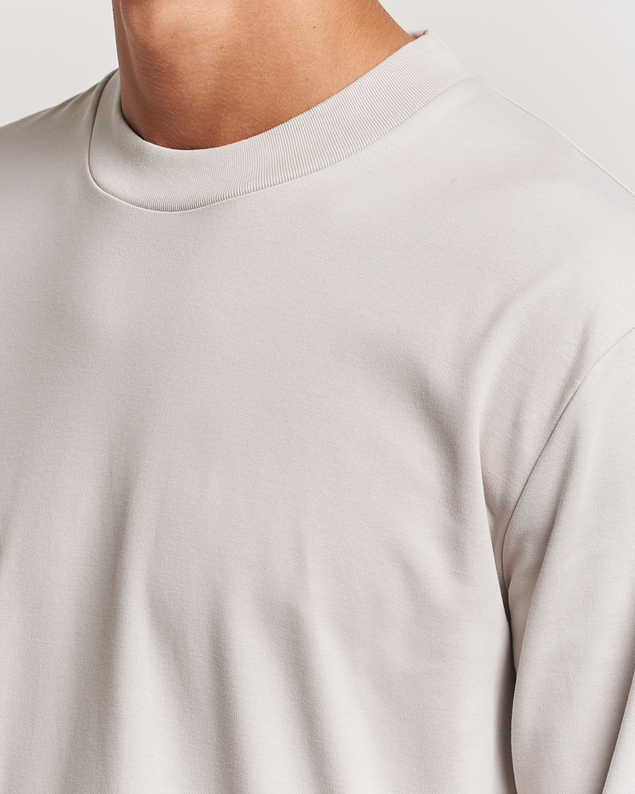 Homme | T-shirts | Sunspel | Heavyweight Mock Neck Long Sleeve T-Shirt Putty