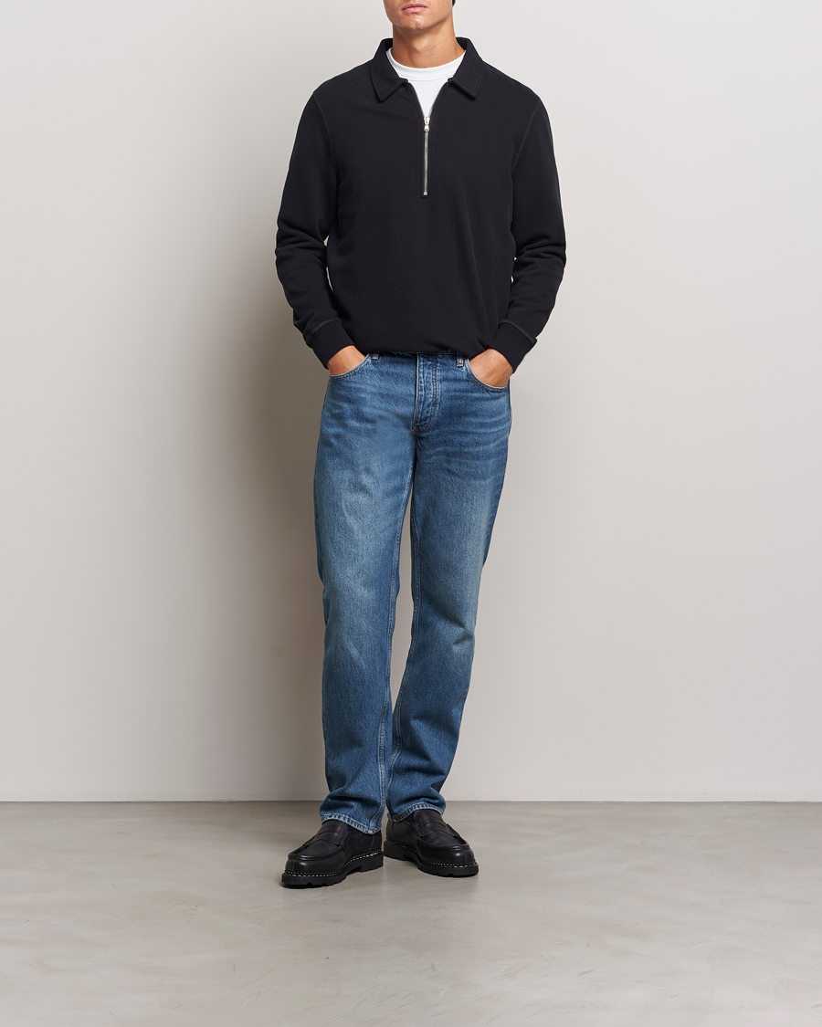 Homme | Pulls Et Tricots | Sunspel | Zip Loopback Sweatshirt Polo Black