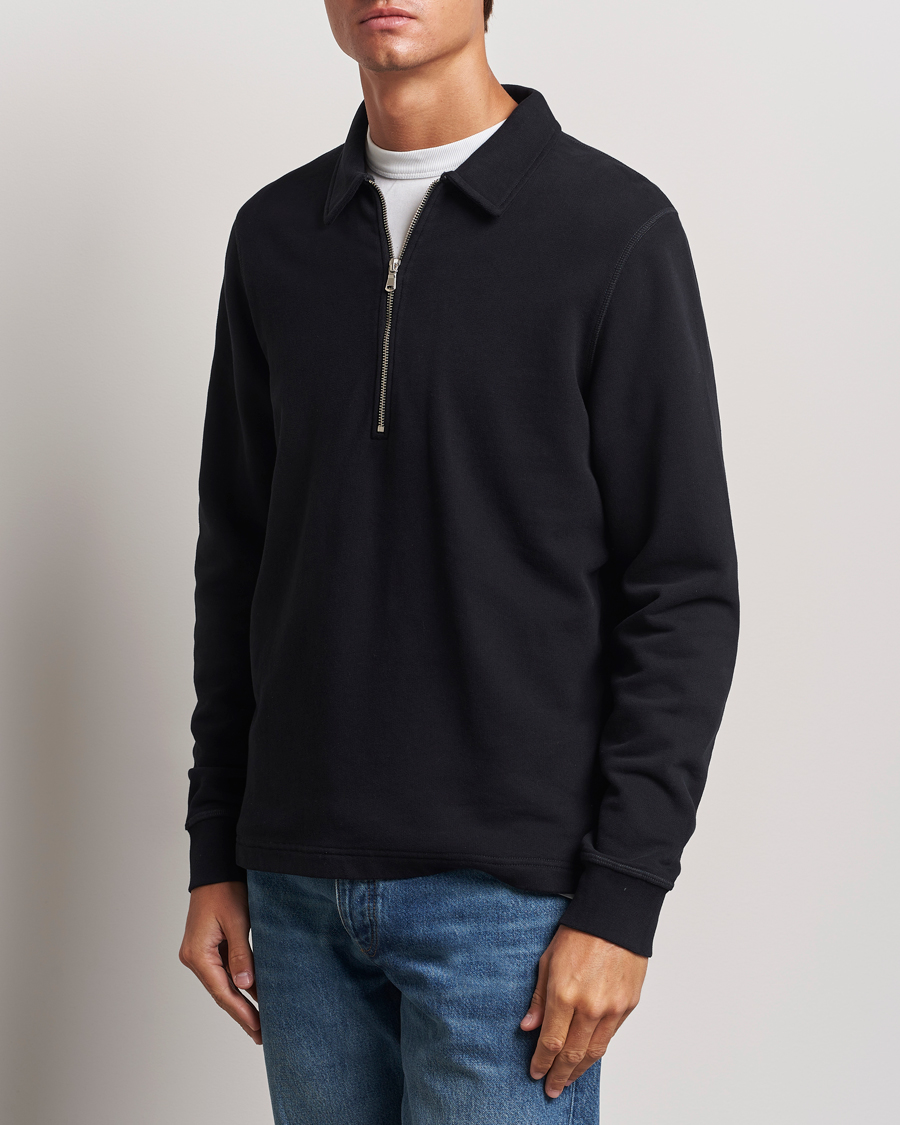 Homme | Pulls Et Tricots | Sunspel | Zip Loopback Sweatshirt Polo Black