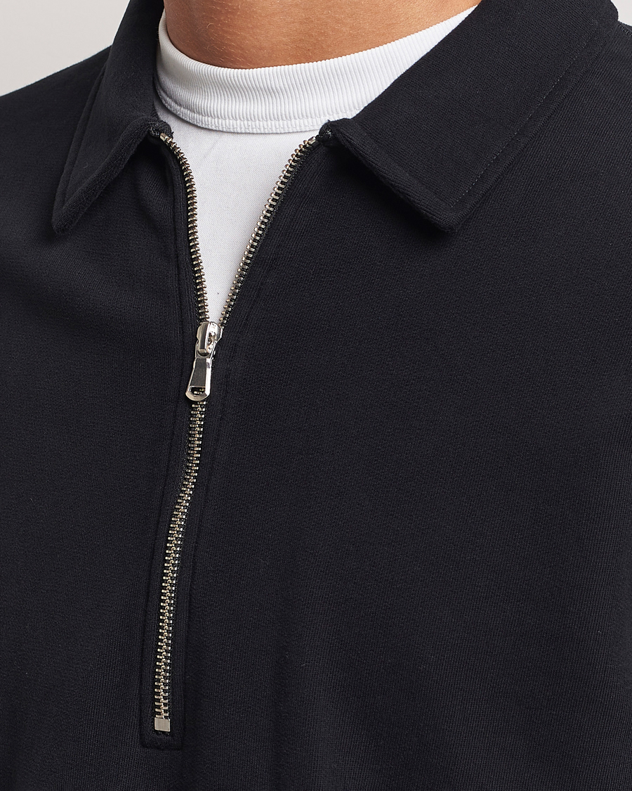 Homme | Pulls Et Tricots | Sunspel | Zip Loopback Sweatshirt Polo Black