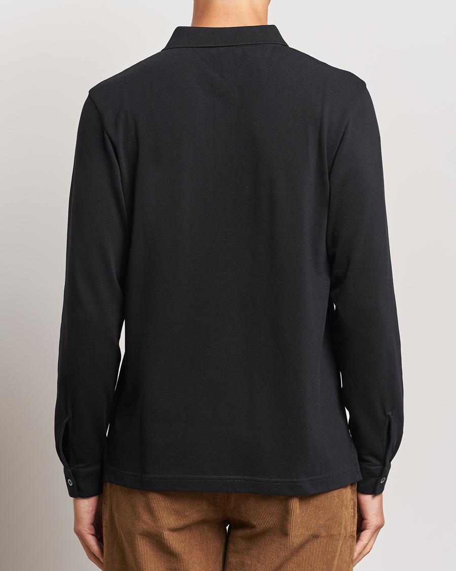 Homme | Pulls Et Tricots | Sunspel | Long Sleeve Pique Poloshirt Black