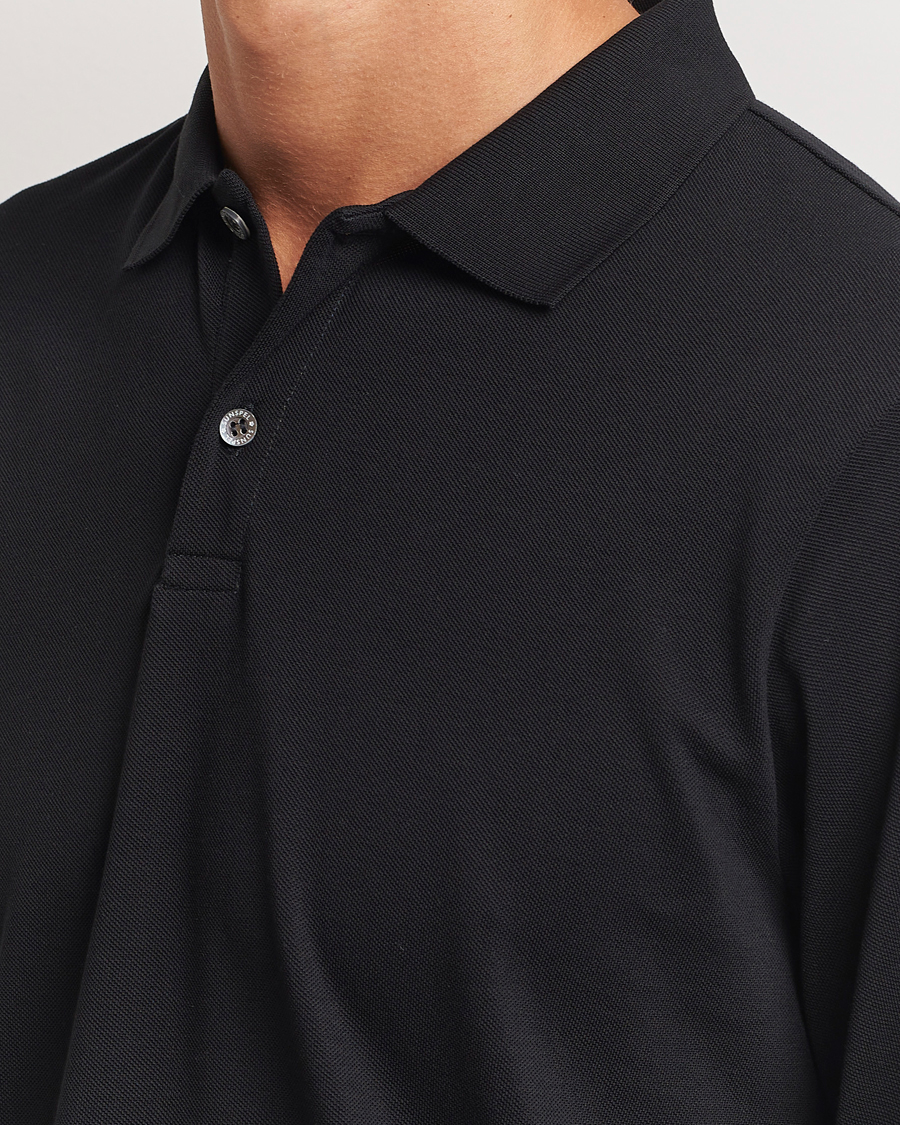Homme | Pulls Et Tricots | Sunspel | Long Sleeve Pique Poloshirt Black