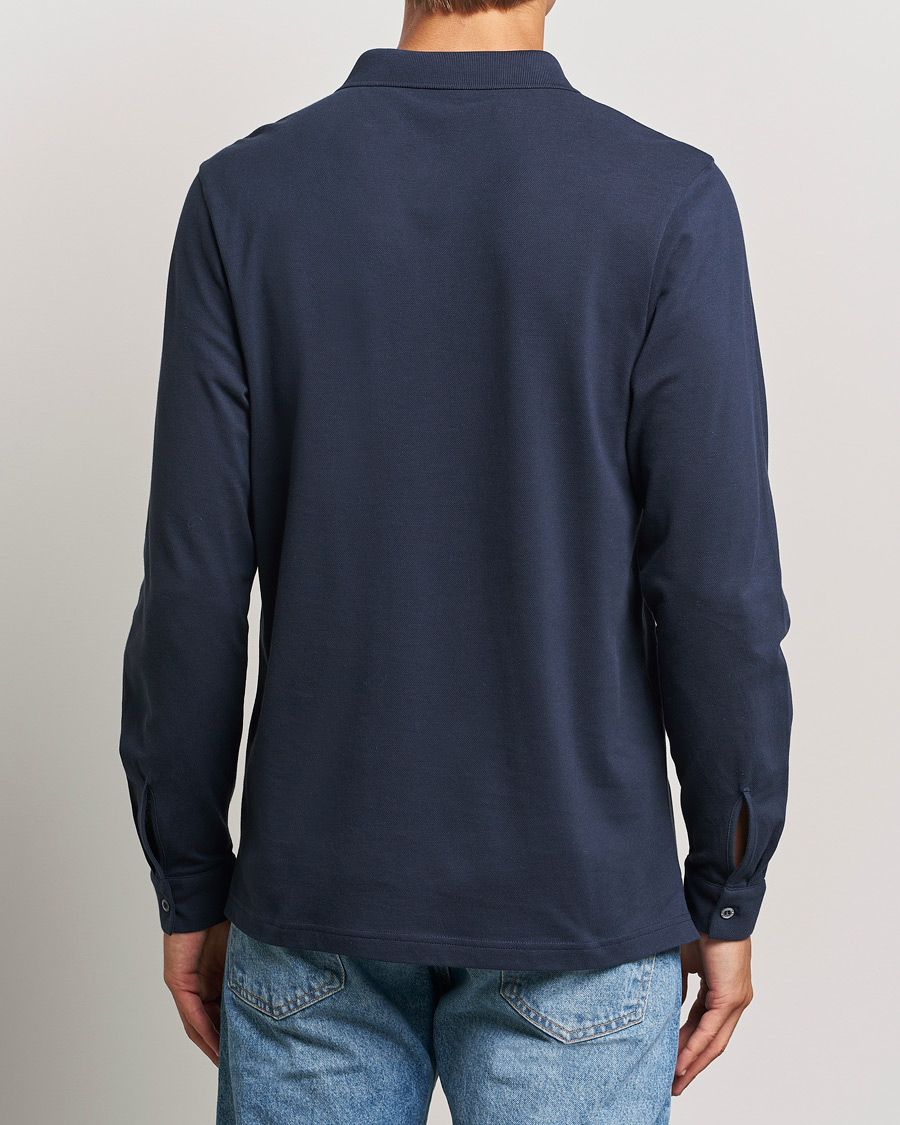 Homme | Pulls Et Tricots | Sunspel | Supima Cotton Long Sleeve Pique Polo Navy