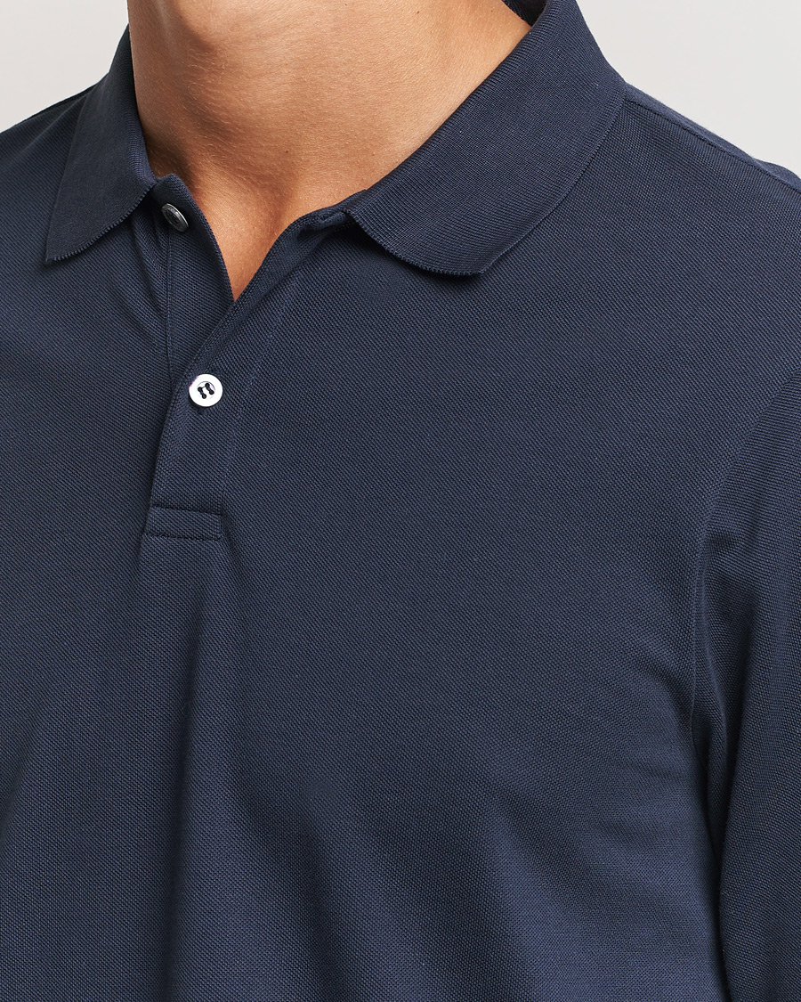 Homme | Pulls Et Tricots | Sunspel | Supima Cotton Long Sleeve Pique Polo Navy