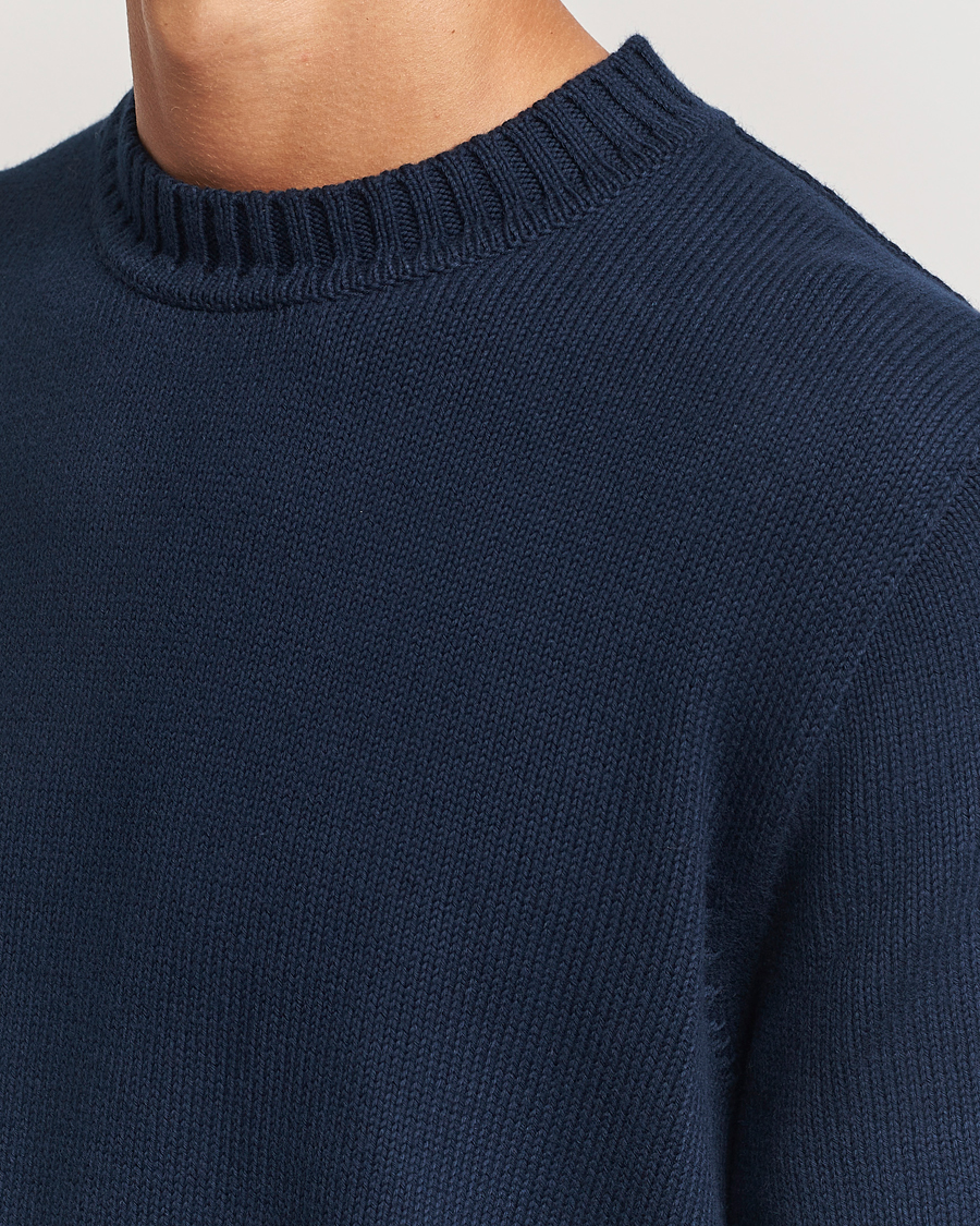 Homme | Pulls Et Tricots | Sunspel | Mid Weight Cotton Crew Ligh Navy