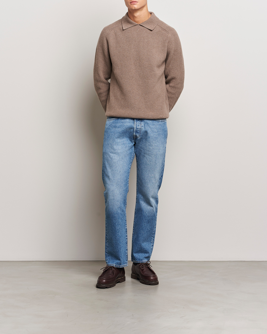 Homme | Pulls Et Tricots | Sunspel | Ribbed Wool/Cashmere Poloneck Sandstone