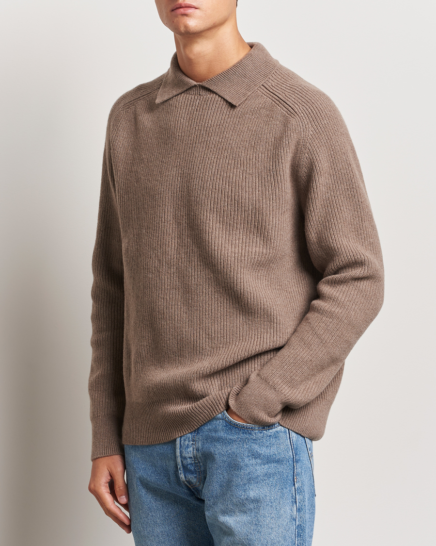 Homme | Pulls Et Tricots | Sunspel | Ribbed Wool/Cashmere Poloneck Sandstone