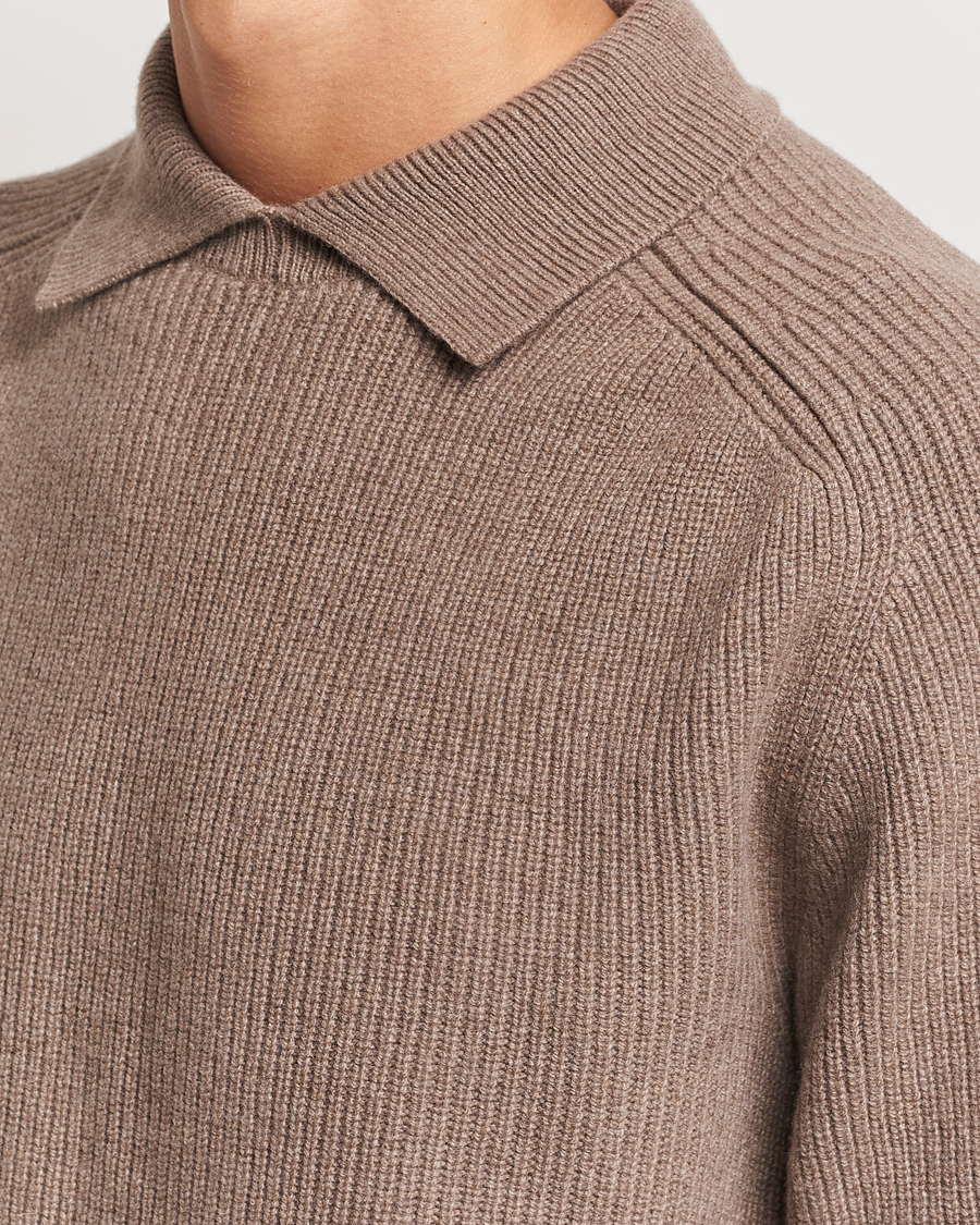 Homme | Pulls Et Tricots | Sunspel | Ribbed Wool/Cashmere Poloneck Sandstone