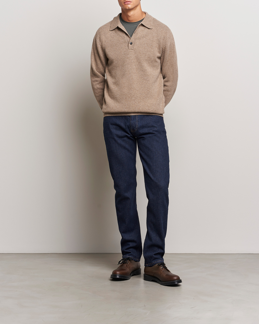 Homme | Pulls Et Tricots | Sunspel | Lambswool Poloshirt Sandstone