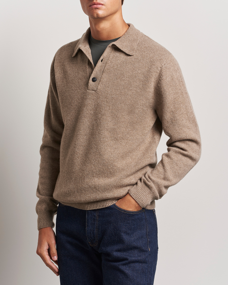 Homme | Pulls Et Tricots | Sunspel | Lambswool Poloshirt Sandstone