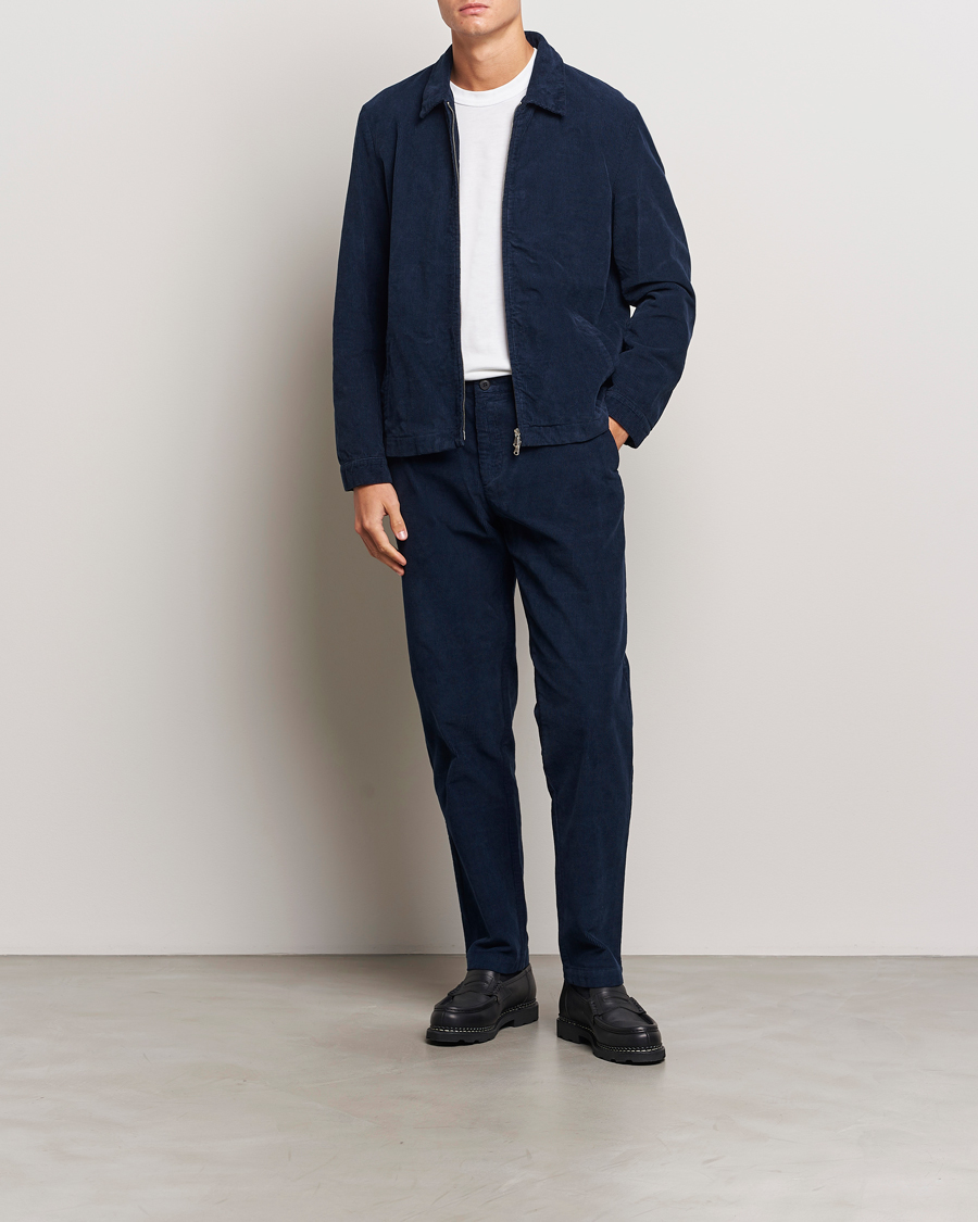 Homme | Pantalons | Sunspel | Corduroy Chore Trousers Navy