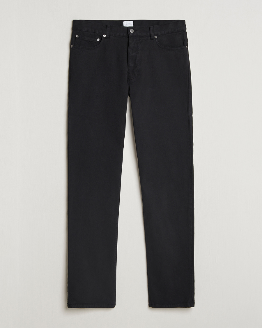 Homme | Pantalons | Sunspel | Five Pocket Cotton Twill Trousers Black
