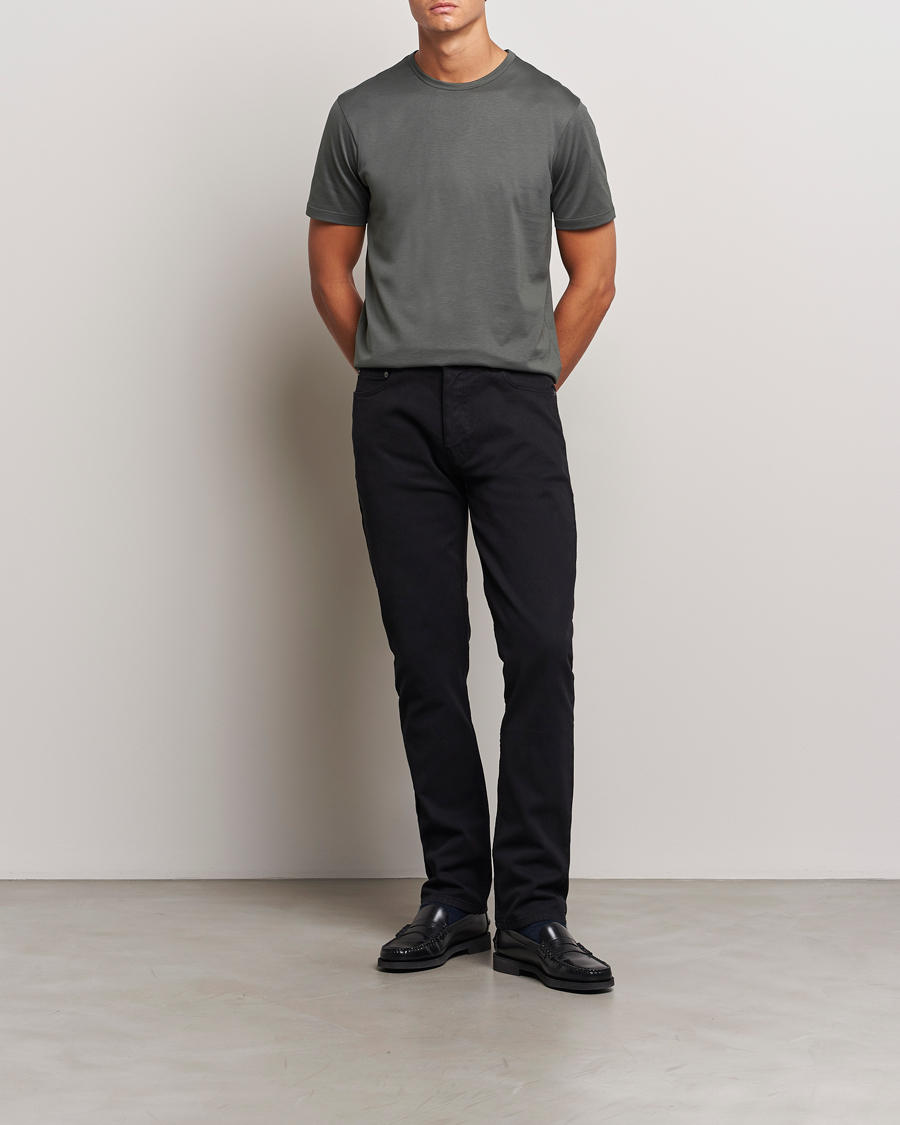 Homme | Pantalons | Sunspel | Five Pocket Cotton Twill Trousers Black