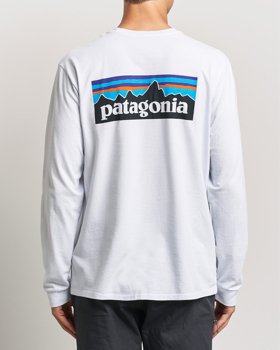 Homme | T-shirts | Patagonia | P-6 Logo Responsibili LS T-Shirt White
