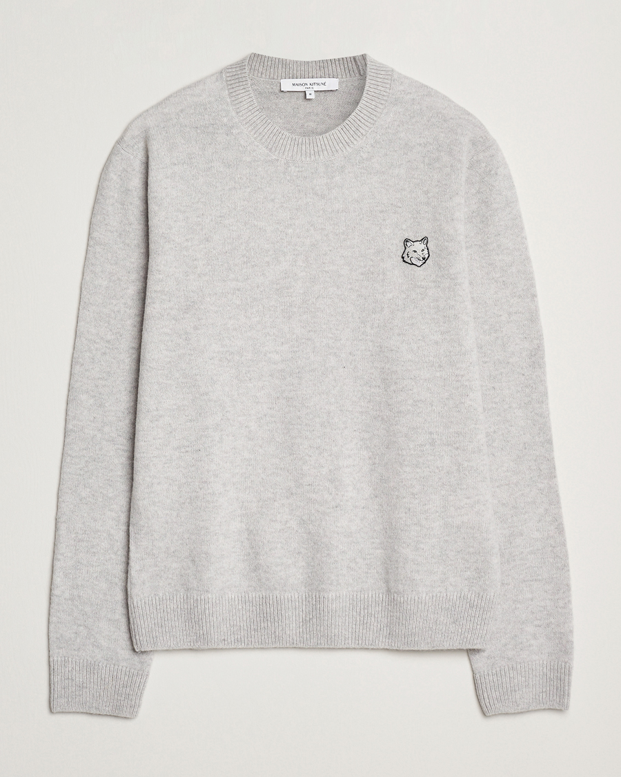 Homme | Pulls Et Tricots | Maison Kitsuné | Bold Fox Lambswool Crew Neck Light Grey Melange