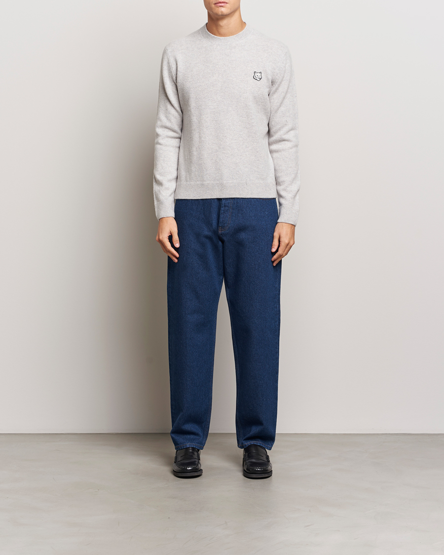 Homme | Pulls Et Tricots | Maison Kitsuné | Bold Fox Lambswool Crew Neck Light Grey Melange