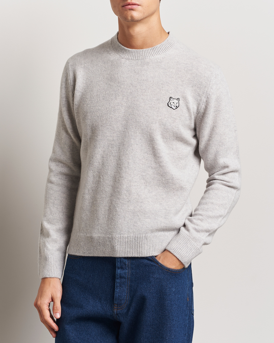 Homme | Pulls Et Tricots | Maison Kitsuné | Bold Fox Lambswool Crew Neck Light Grey Melange