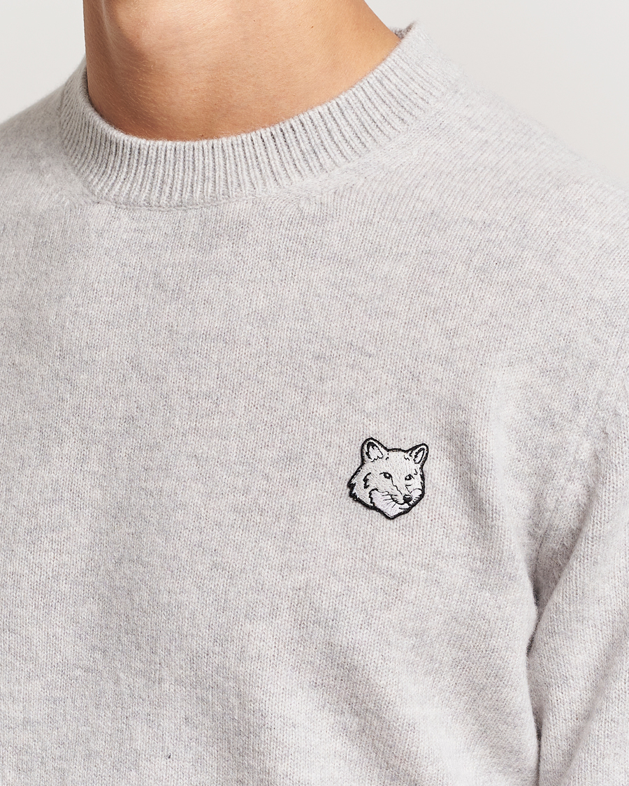 Homme | Pulls Et Tricots | Maison Kitsuné | Bold Fox Lambswool Crew Neck Light Grey Melange