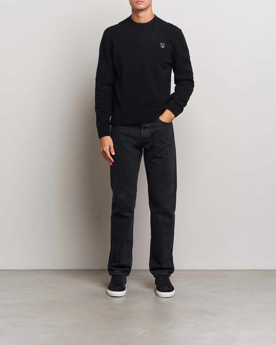 Homme | Pulls Et Tricots | Maison Kitsuné | Bold Fox Lambswool Crew Neck Black
