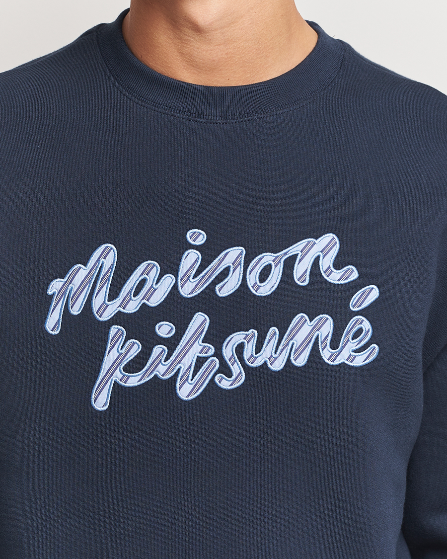 Homme | Pulls Et Tricots | Maison Kitsuné | Striped Handwriting Sweatshirt Navy