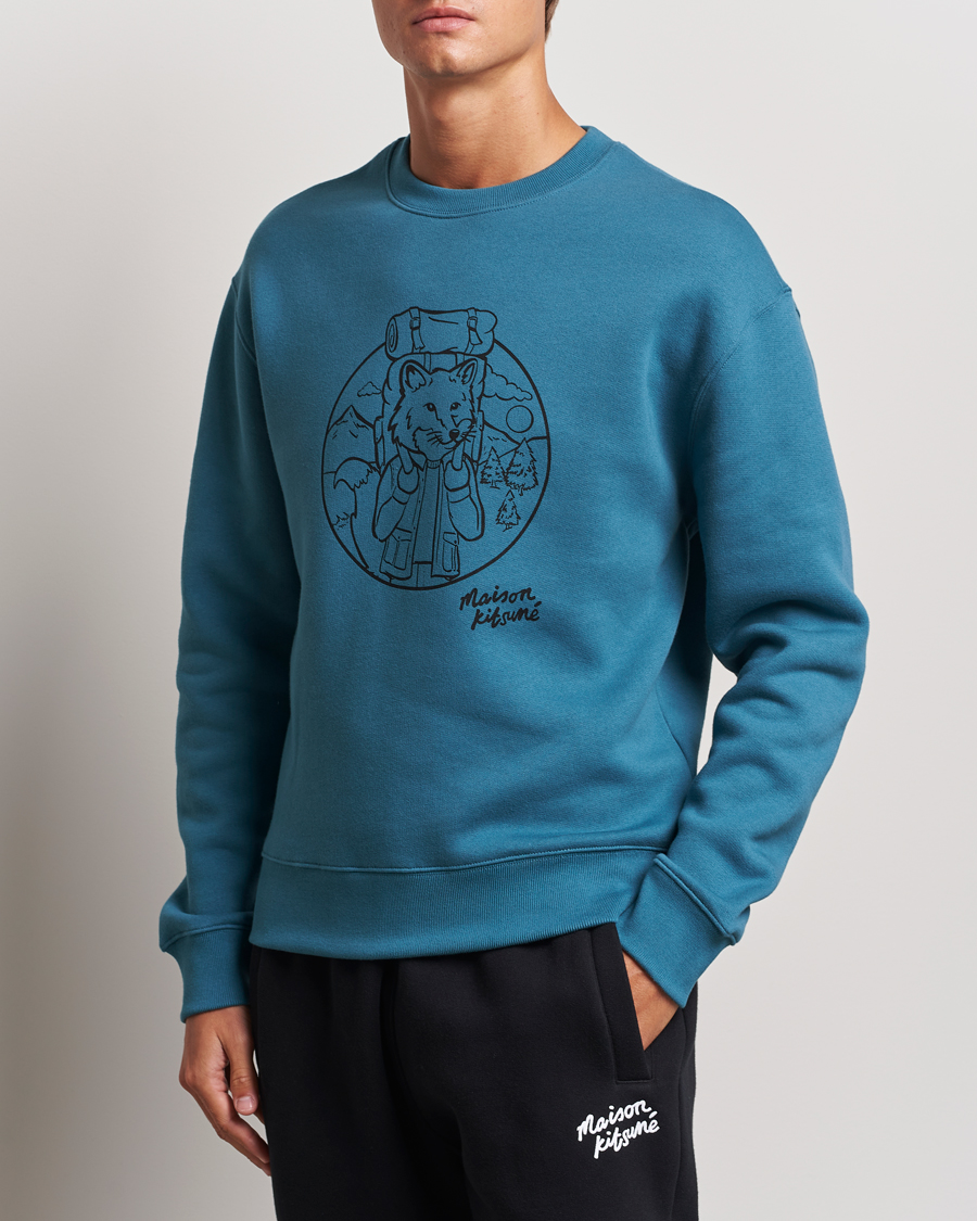 Homme | Pulls Et Tricots | Maison Kitsuné | Ramblin Fox Sweatshirt Lake Blue