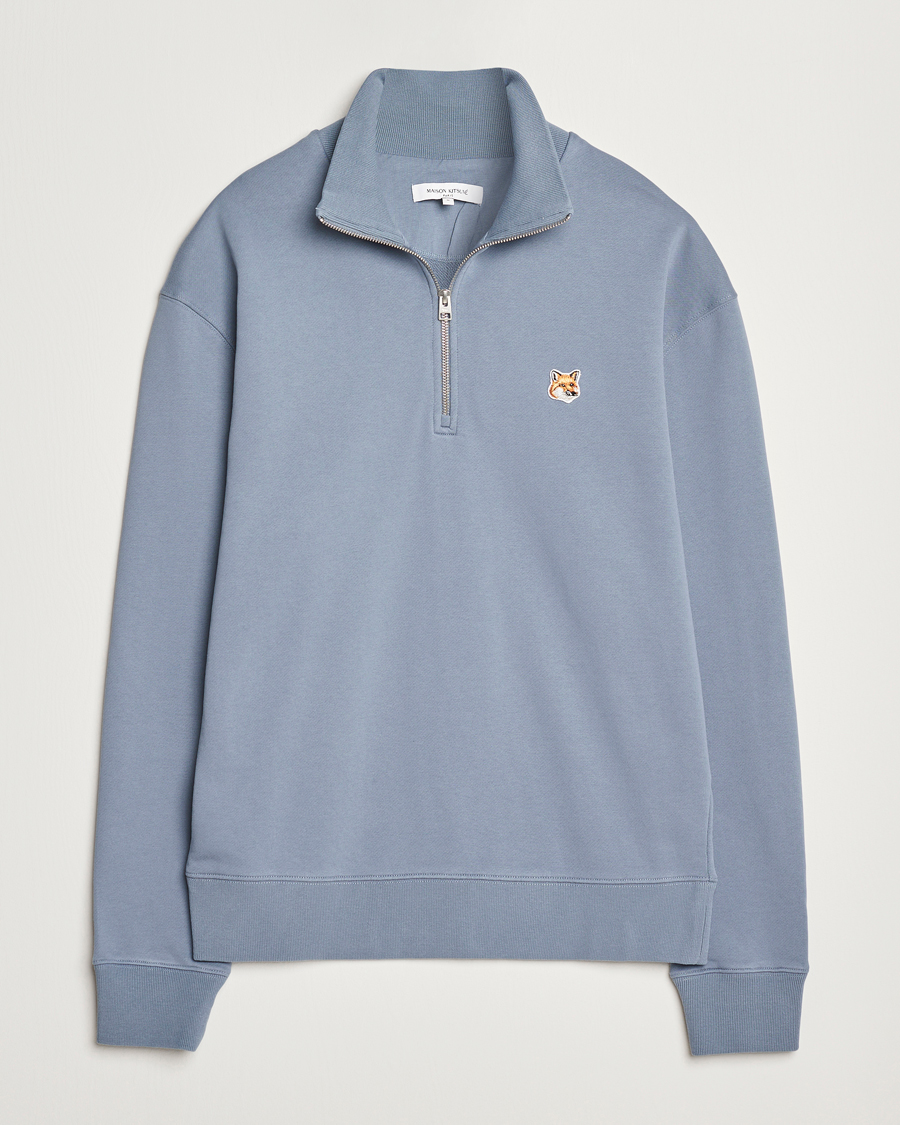Homme | Pulls Et Tricots | Maison Kitsuné | Fox Head Half Zip Sweatshirt Moonlight Blue