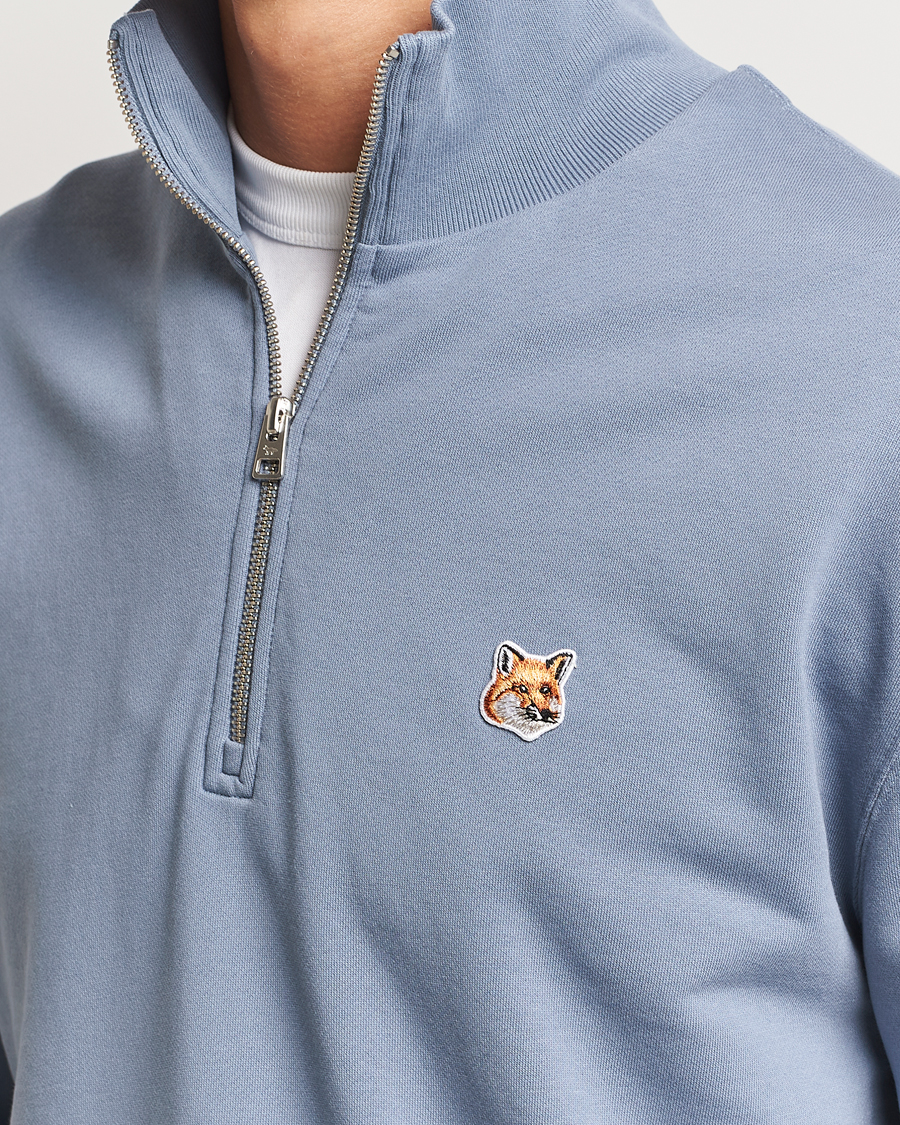 Homme | Pulls Et Tricots | Maison Kitsuné | Fox Head Half Zip Sweatshirt Moonlight Blue