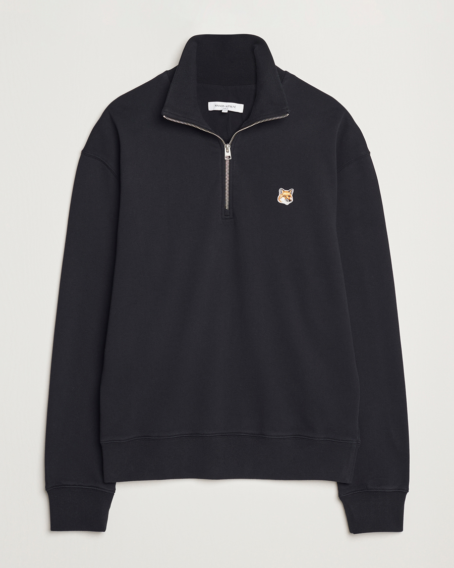 Homme | Pulls Et Tricots | Maison Kitsuné | Fox Head Half Zip Sweatshirt Black