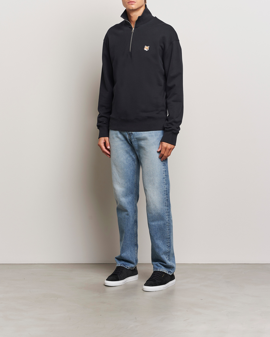 Homme | Pulls Et Tricots | Maison Kitsuné | Fox Head Half Zip Sweatshirt Black