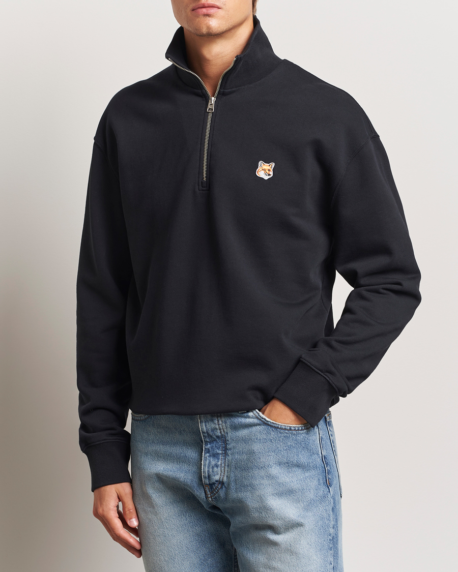 Homme | Pulls Et Tricots | Maison Kitsuné | Fox Head Half Zip Sweatshirt Black