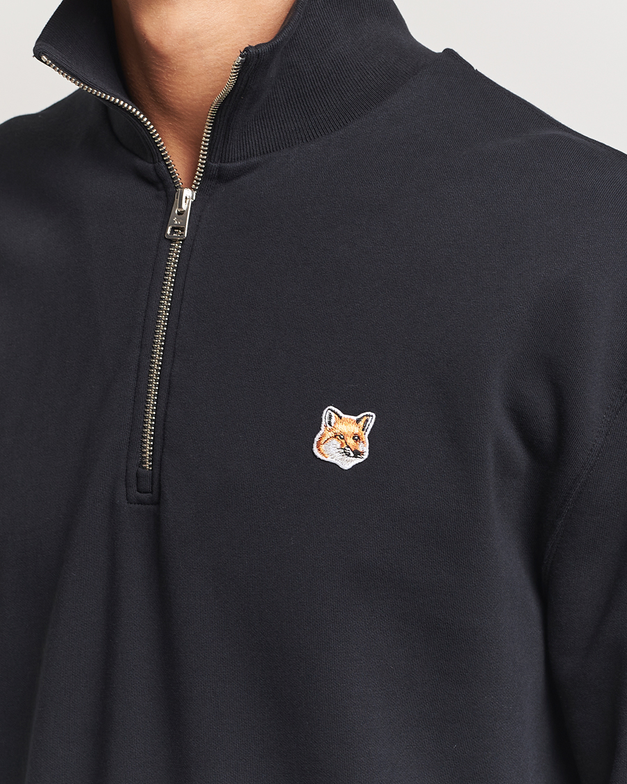 Homme | Pulls Et Tricots | Maison Kitsuné | Fox Head Half Zip Sweatshirt Black