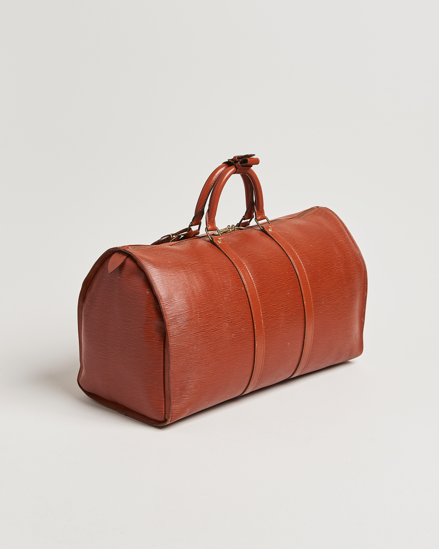 Homme | Louis Vuitton Pre-Owned Keepall 50 Epi Leather Travel Bag Brown | Louis Vuitton Pre-Owned | Keepall 50 Epi Leather Travel Bag Brown