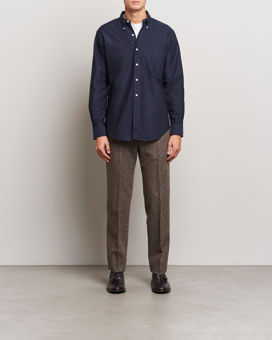 Homme | Chemises | Kamakura Shirts | Vintage Ivy Oxford Button Down Shirt Navy
