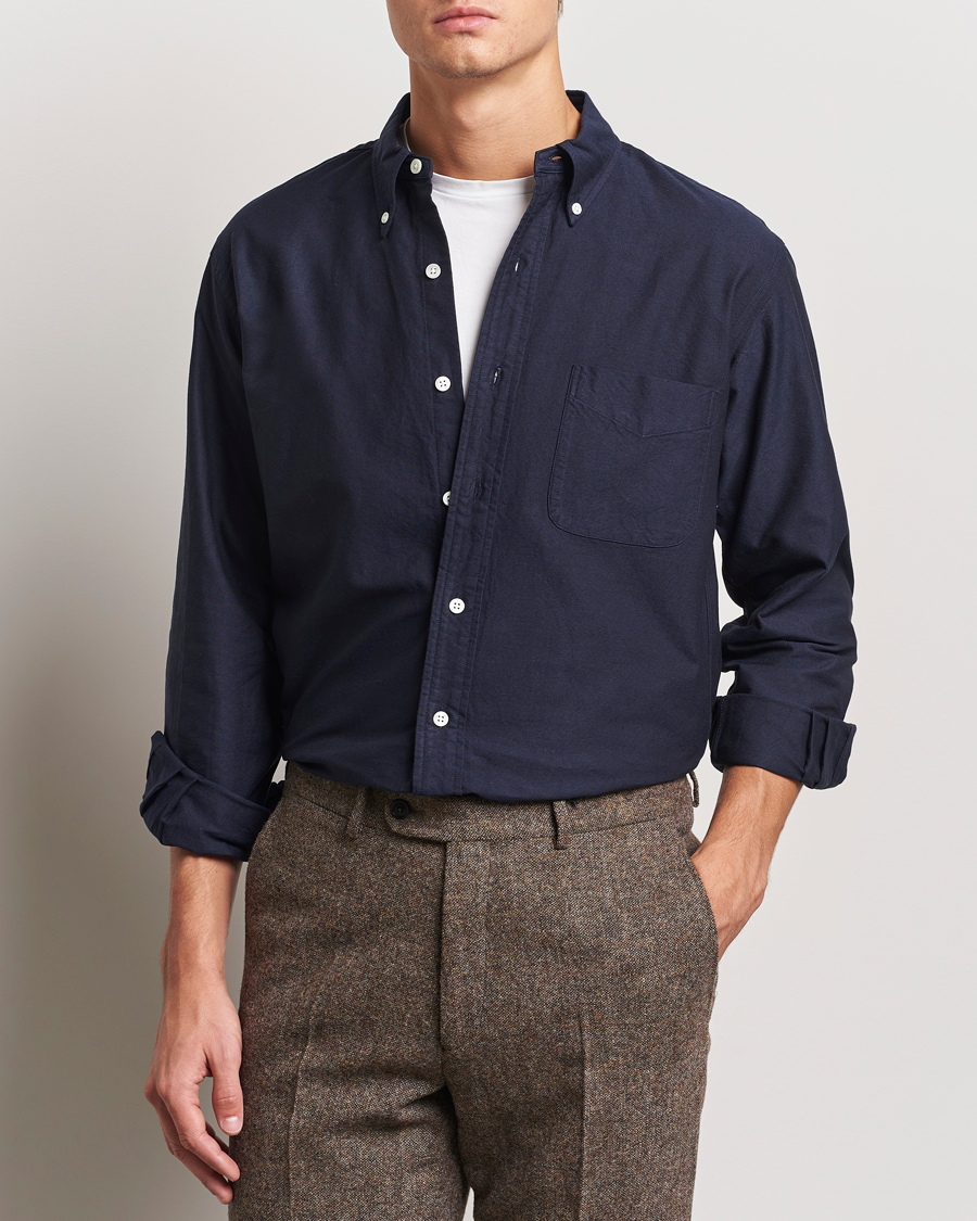 Homme | Chemises | Kamakura Shirts | Vintage Ivy Oxford Button Down Shirt Navy